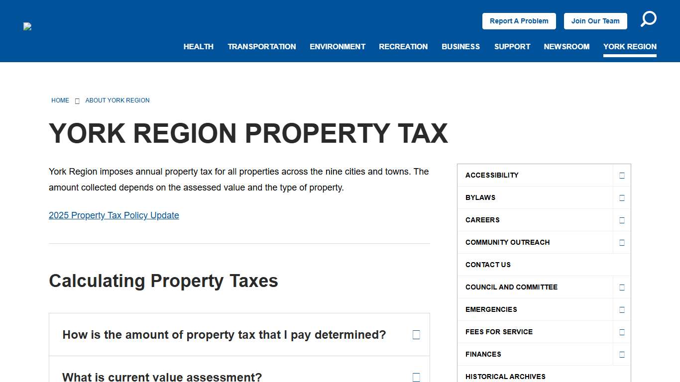 York Region Property Tax York Region